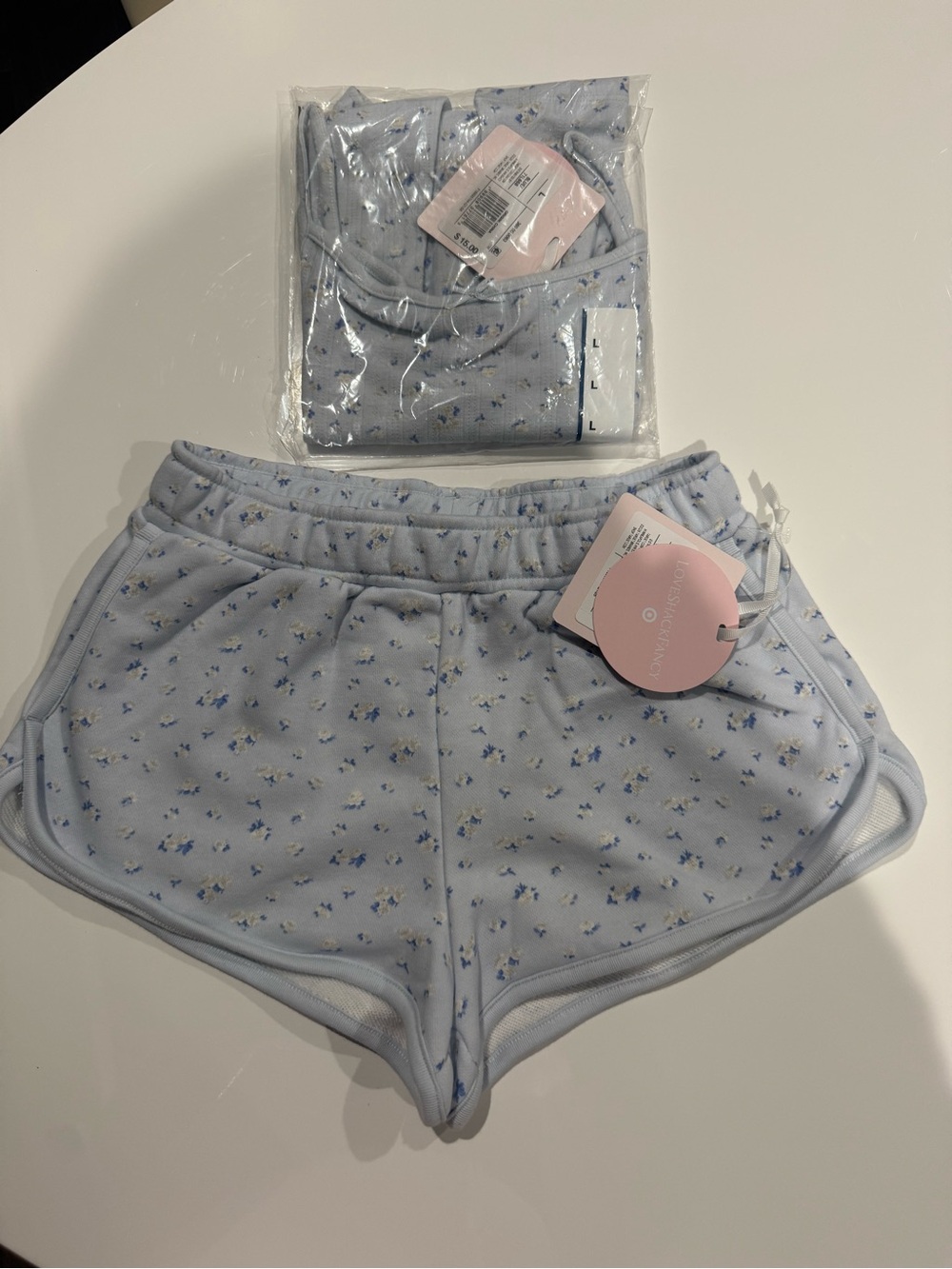 LoveShackFancy x Target Light Blue Floral  Shorts Set